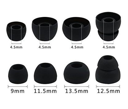 Ear Tips for Powerbeats 2 3 Wireless Earphone, SML 3 Sizes 6 Pair Ear Tips & 2 Pair Double Flange Silicone Replacement Earbud Tips, Fit for Powerbeats 3 Wireless PB2 [8 Pair](Black/White)