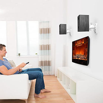 Speaker Wall Mount Brackets - Surround & Bookshelf Speaker Wall Mounts Kit, Holds up to 8 lbs, 4 Pack, White - color: 4P-White