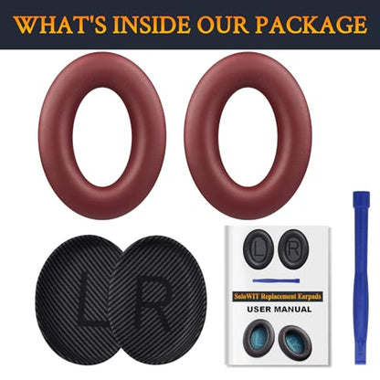 Replacement Earpads Cushions for Bose QuietComfort 35 (QC35) & Quiet Comfort 35 II (QC35 ii) Headphones, Ear Pads with Softer Leather, Noise Isolation Foam, Added Thickness (Burgundy) - color: Burgundy