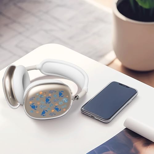 Cute Cartoon Marine Clear Case for Airpods Max Headphones Crab Waterweed Soft TPU Ear Cups Cover Anti-Scratch Silicone Ear Pad Protective Case Kawaii Headband Cover for Apple Airpods Max - color: Waterweed crab 04