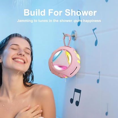 Portable Bluetooth Speaker, IPX7 Waterproof Wireless Outdoor Speakers, Mini Shower Speaker, Floating, Built-in Mic, 24H Playtime with LED Lights,Loud HD Sound, Powerful Bass, Gifts for Unisex - Pink - color: Pink