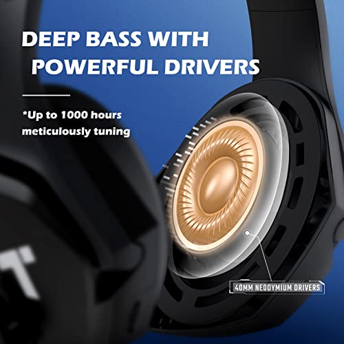 TONEMAC H24 Gaming Headset, 7.1 Surround Sound, Adjustable Noise Reduction Microphone, Memory Foam EarPads, Lightweight Gaming On-Ear Headphones for PC/PS4/PS5/Laptop, 6.8ft USB Cable -Black