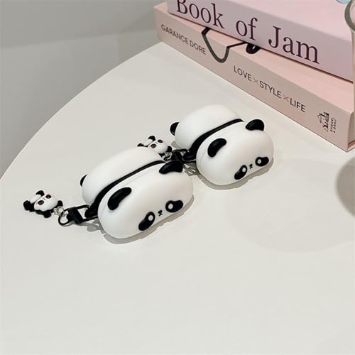 Wireless Charging Earphone Case Compatible with Airpods 4, Cute Animal Lying Panda Design Soft Silicone Full Body Protective Skin Cover, Kids Girls Women Cartoon Earbuds Accessories with Pendant - color: Lying Panda, size: Airpods 4