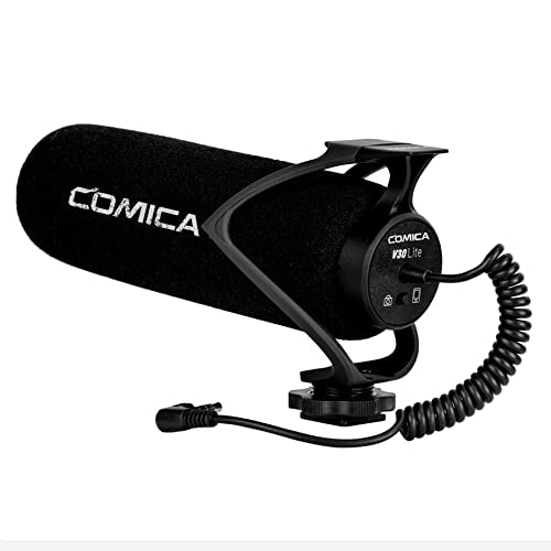 COMICA CVM-V30 LITE External Microphone for Camera, Gun Microphone, External Microphone, Directional Microphone, Camera, Smartphone Compatible, Black