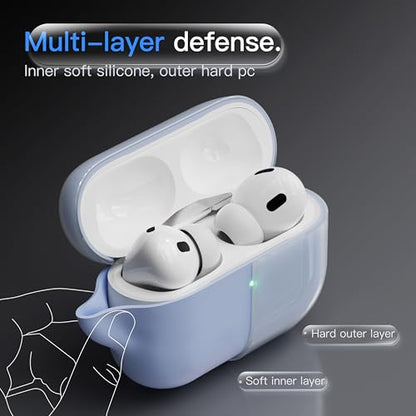 Case for AirPods Pro 3 Never-Sretch-Out DamonLight Shock-Proof Protective Semi Hard Silicone Case Compatible with Apple Airpods Pro 3rd Generation (Ice Blue) - color: Pale Blue
