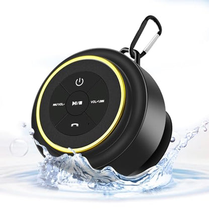 Bluetooth Shower Speaker with Carabiner, Portable Bluetooth Speakers with Suction Cup, IP67 Waterproof, Wireless, Floating, for Camping Beach Travel, Gift for Men, Women - color: Gold