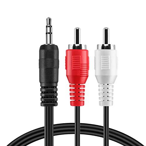 TNP RCA to Aux Cable (25 FT) - Male to Male 2 RCA to 3.5mm Adapter Connector Wire Cord - 2RCA Red and White Audio Cable to AUX Auxiliary Headphone Jack Plug Y Splitter Converter - size: 25FT