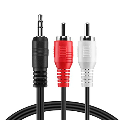 TNP RCA to Aux Cable (25 FT) - Male to Male 2 RCA to 3.5mm Adapter Connector Wire Cord - 2RCA Red and White Audio Cable to AUX Auxiliary Headphone Jack Plug Y Splitter Converter - size: 25FT