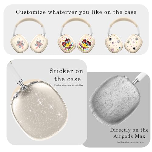 for AirPods Max case Cover,Anti-Scratch Ear Pad Case Cover/Ear Cups Cover/Headband Cover for AirPods Max. Clear Soft TPU and Silicone,Skin Scratch Proof. - color: 3PC-Glitter Starlight