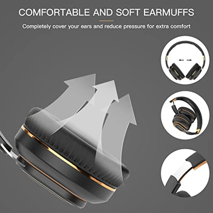 H7 Foldable Over-the-Ear Wireless Bluetooth Headphones, Black | 30H Playingtime,HiFi surround sound and 1.5m Audio Cable,Soft Lightweight Headset With Mic,for Android and iOS,Gift,Study - color: Black