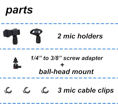 Mic Stand Floor Microphone Stand with Heavy Weighted Base, Adjustable Height from 18" to 63", Singing Stand with Mic Holder, Cable Clips - color: White