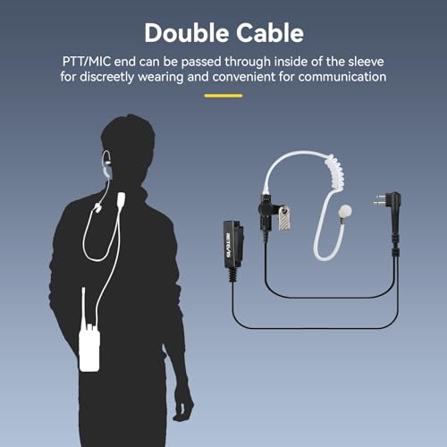 Retevis Covert Tube Walkie Talkie Earpiece with Mic, Full Size PTT(1 Pack)
