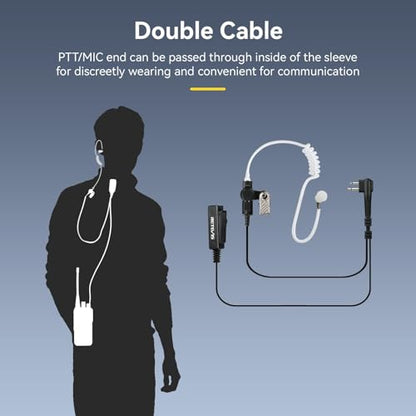 Retevis Covert Tube Walkie Talkie Earpiece with Mic, Full Size PTT(1 Pack)