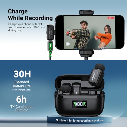 NEEWER KM19 Lightweight Wireless Lapel Microphone, 48kHz/24bit 30H Battery