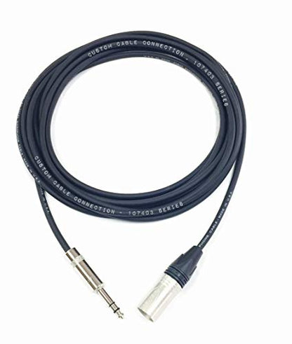 Custom Cable Connection 30 Foot Neutrik NC3MXX Male XLR to Neutrik Rean NYS228 1/4 Inch (6.35mm) TRS Balanced Pro Audio Cable - size: 30 Foot, style: Male (Black)