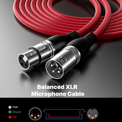 EBXYA XLR Cable 25ft 2 Packs Microphone Cable with 3-Pin XLR Male to Female | Balanced, Professional Shielded, for Mic, Mixer, Speaker Systems, Radio Station and Podcast, Red - color: Red, size: 25 Feet-2 Pack