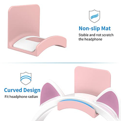 SOKUSIN Headphone Stand Headset Holder - Adhesive Gaming Earphones Hanger, Universal Desk Wall Mount Hook for All Headphone/Controller, Compatible with Beats, AirPods Max,Sony, JBL (Pink-2Pack) - color: Pink-2 Pack