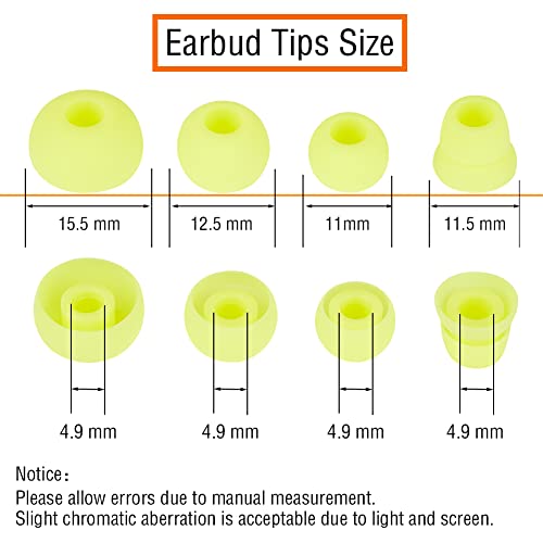 4 Pairs Silicone Replacement Earbud Tips Earbud Cap Compatible with Powerbeats 1/2/3 Wireless Beats by Dre Headphones,Ear Bud Tips(Yellow) - color: Yellow