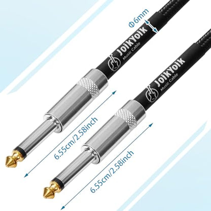2-Pack 3.3ft Tweed Braided 1/4 Inch TS Guitar Cables, Black | Strain relief, Anti-kink, no signal loss, fit electric guitar, bass, amp - color: Black, size: 3.3ft