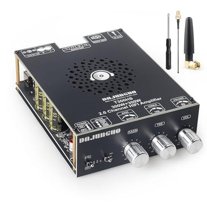 600W Audio Amplifier Board with Treble and Bass Control, TPA3255 Chips, DC 19-51V, Bluetooth 5.2 and AUX Inputs, 2.0 Channel Stereo AMP Board for DIY Wireless Speakers - color: Black1 T300HS