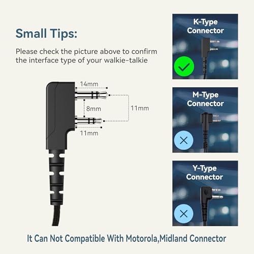 SAMCOM Overhead Walkie Talkies Headset with Boom Mic, for FPCN10A FPCN30A Two-Way Radios, Compatible with BF-888S,UV5R Walkie-Talkies, 2 Pin 2 Way Radio Earpiece (2 Pack) - size: 2 Pcs Foldable Headset