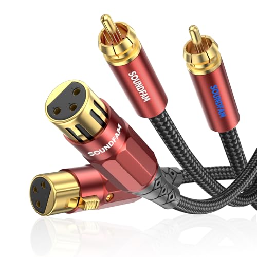 16ft XLR to RCA Cable - 2 XLR Female to 2 RCA Male Stereo Audio Interconnect Cable, 4N OFC, Double-Shielded for Mixers, Microphone, Audio Interfaces and Powered Speakers - color: Red-XLR Female to RCA, size: 16FT