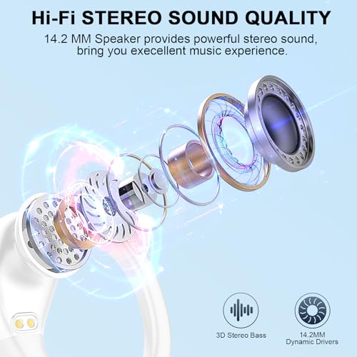 Wireless Earbuds, 75hrs Bluetooth 5.4 Headphone Sport, 2026 Bluetooth Earbuds Deep Bass Over Ear Buds with Earhooks, ENC Noise Cancelling Earphone Mic, IP7 Waterproof for Workout/Running/Gym Sliver - color: Sliver