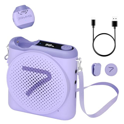 7RYMS WA2 Wireless Voice Amplifier for Teachers with Magnetic Lavalier Mic, Wireless Portable Amplifier with Noise Canceling, Mini Voice Amplifier for Classroom, Meeting, Training, Speech (Purple) - color: Purple