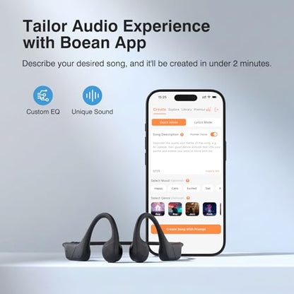 CXK Bone Conduction Headphones IPX8 Waterproof Swimming Headphones for Gym | Bluetooth 6.0 Open Ear Headphones with MP3 Mode, Built-in Memory, 12H Playtime, Underwater Headset Secure Fit for Cycling