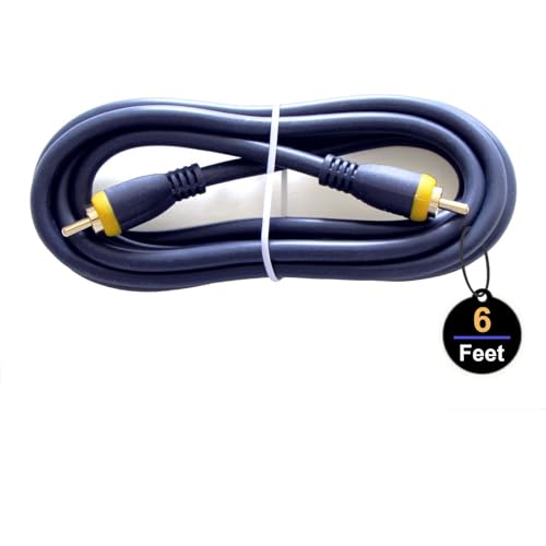 RCA Cable, 6ft,1-RCA Male to 1-RCA Male, Shielded, Gold-Plated Connectors, for Speakers/Subwoofers, Amplifiers, Home Theater Receivers, HDTV, Hi-Fi Systems, etc (1-Pack) - size: (1-Pack) 6-Feet