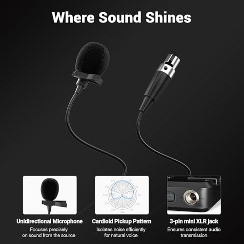 Phenyx Pro 4-Channel UHF Auto Scan Wireless Microphone System PTU-7000-4B | 4 Bodypacks, Headset/Lapel Mics, 4 x 40 Frequencies, Up to 328 ft Open-Area Range, Speaking, Church, Meetings, Weddings