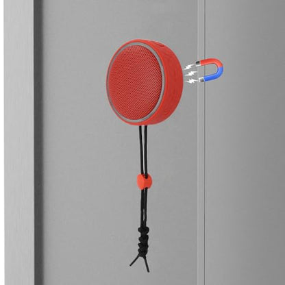 Diyeeni Bluetooth Shower Speaker, IPX6 Water Proof Portable Bluetooth 5.3 Speakers with Suction Cup, Mini Wireless Speaker with RGB Lights, Loud Stereo Sound for Bathroom (Red) - color: Red
