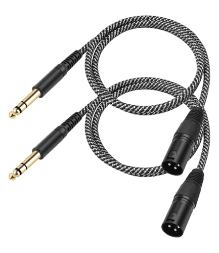 2 Pack XLR Male to 1/4" TRS Stereo Adapter ,3.3ft Balanced for Microphones - color: 3FT, size: XLR Male to 6.35