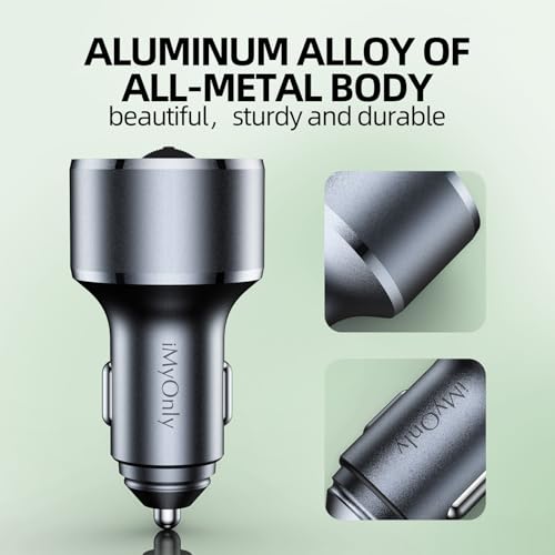 Bluetooth V5.4 AUX Car Adapter FM Transmitter | All-Metal, No Static Noise,PD&QC Fast Charger,