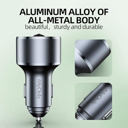 Bluetooth V5.4 AUX Car Adapter FM Transmitter | All-Metal, No Static Noise,PD&QC Fast Charger,