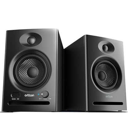 Ortizan C7 Powered Studio Monitors Pair with Bluetooth 5.3, Black | FOR HOME STUDIOS – Compact active monitors for music production, content creation, gaming and desktop audio.