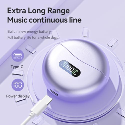 Piluyaa Clip-on Earbuds,Open Ear Earbuds Wireless Bluetooth 5.4, Lightweight Open Ear Headphones with C-Shaped Bridge,Slim Hook,60H Battery,Waterproof,for Glasses Wearers and Workouts (Black) - color: BLACK