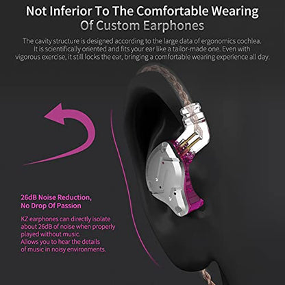 KZ ZS10 Pro 4BA+1DD in Ear Monitor Earphone 5 Driver HiFi Metal Earbuds Headphone Noise Cancelling IEM Earphone - color: ZS10 PRO purple, size: with mic