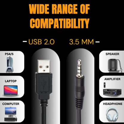 3.5mm Aux to USB Adapter Cable – 3ft USB 2.0 Male to 3.5mm Audio Jack Cord for Charging and Syncing – Compatible with MP3 Players, Headphones, and Most Car Charger Models (Not All) – Black