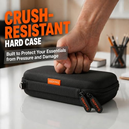 Small Hard Shell Zipper Case, Universal Protective Electronic Carrying Case | Black Portable Small EVA Travel Case Storage Pouch Bag for Power Bank, External Hard Drive, Charger, Cell Phone, USB Cable - color: Black