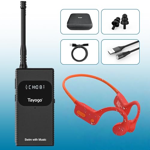 Swimming Headphones Bone Conduction Open Ear Swim with Your Stream APP | IPX8 Waterproof, Bluetooth 5.4, FM Radio, No Need to Download Music, Support Spotify, Waterproof Mic, Open-Ear Design - color: Red