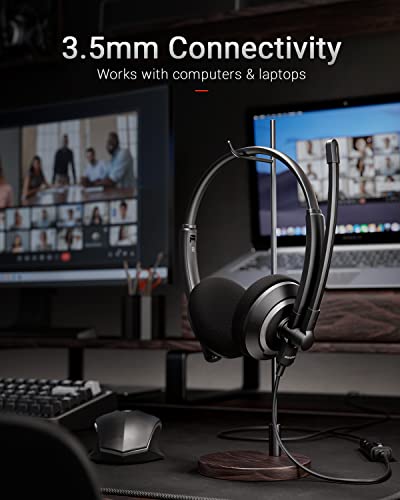 awatrue Wired Headset with Microphone for PC Laptop - 3.5mm Jack On Ear Headphones with Noise Cancelling Microphone for Boom Skype Webinars, in-line Control,Comfortable - color: Black, style: 3.5mm computer headset