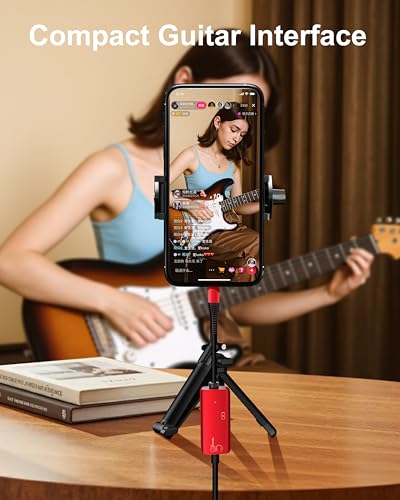 Tiny Audio Interface for Guitar, 192kHz/24bit USB C and Lightning Interface | Pocket size, Low Latency, High fridenty Sound, Compatible with iPhone/iPad/tablet/Mac for music and voice recording
