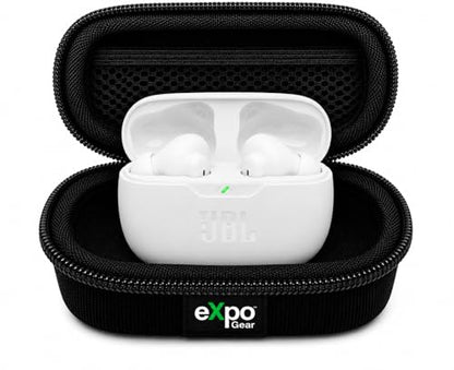 JBL Vibe Beam 2 True Wireless Noise Cancelling Earbuds Pure Bass Sound, Smart Ambient, 4 Mics, 40H Battery, IP54 Water Resistant (White) with Expo Gear Weather-Resistant Hard-Shell Case - color: White