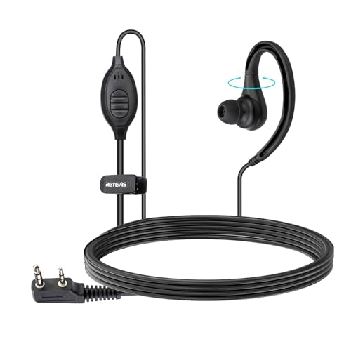 Retevis RT22 Walkie Talkie Earpiece, for RT68/RT21/H777/RT27/RT68H | 2 Pin, Compatible with Pxton, Baofeng BF-888S/BF-T26, Kenwood Two Way Radio, Walkie Talkie Earpiece with Mic(6 Pack)
