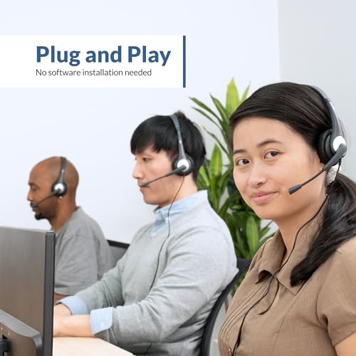 Cyber Acoustics AC-104 Mono Headset with Ambidextrous Boom Mic | Great for Classrooms, VoIP and Gaming, Ambidextrous Design, PC and Mac Compatible - style: Mono Headset