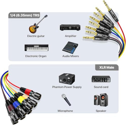 EBXYA 8 Channel 1/4 Inch TRS to XLR Snake Cables,Recording Snake Cable | 6.35mm Male Jack Stereo Audio Balanced Line to XLR Cables,15 Feet 1 Pack - size: 8-Channel 15 Feet, style: TRS to XLR Male