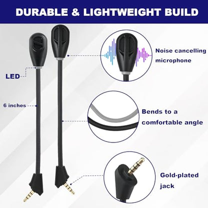 Replacement Mic Compatible with HyperX Cloud Alpha Wireless Gaming Headset – Detachable Noise-Canceling Boom Microphone with LED Mute Indicator Light