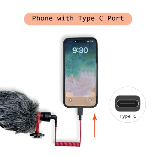 QJYTH USB C to 3.5mm TRS Mic Patch Cord for Rode Wireless Go 2/Pro/ME | Compatible with iPhone 15,16,Android with Hollyland Lack/M1/M2 and More External Mic