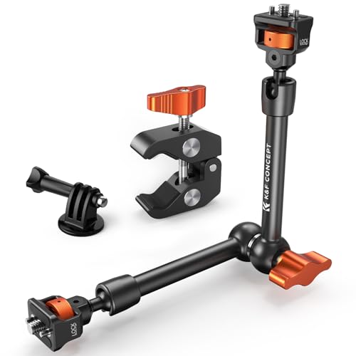 K&F CONCEPT 11" Magic Arm Clamp with ARRI 1/4" & 3/8" Thread Screw | 360° Ball Heads Articulating Arm Camera Adapter for DSLR, Monitor, LED Light, Microphone, Camera Cage, Action Camera, MS33 - size: 11 Inch with Adapter